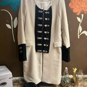 Elegant Black and Cream Women's Coat